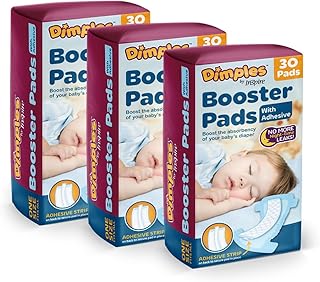 Inspire Dimples Booster Pads, Baby Diaper Doubler with Adhesive - 1 Size Fits All Diapers - Boosts Diaper Absorbency - No More leaks 90 Count (with Adhesive for Secure Fit)