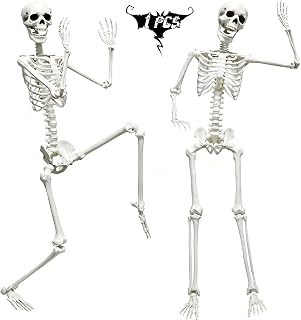 5.9FT Skeleton Halloween Full Size, Life Size Skeleton with Posable Joints | Posable Full Size Skeleton, Giant Skeleton Ideal Prop For Indoor Outdoor Party, Graveyard, Haunted House Decor