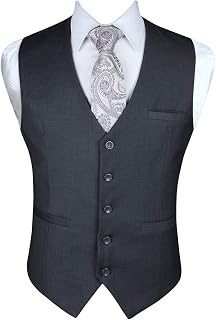 Enlision Suit Vest for Men Formal Plain Vest Wedding Elegant Suit Vests Business Vests Men with Pockets XS - 4XL