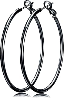 Senteria 2mm Thin 14K Gold/Silver-Plated Hoop Earrings for Women 20-70MM