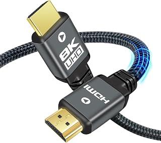 Yauhody 8K HDMI 2.1 Cable 3ft, 48Gbps Ultra High Speed Heavy Duty Nylon Braided HDMI 2.1 Cord, Real 8K 60Hz, 4K 120Hz, 10K, 4K 144Hz, eARC, HDCP 2.2& 2.3, Dynamic HDR, 3D for PS5, PS4, Playstation, TV