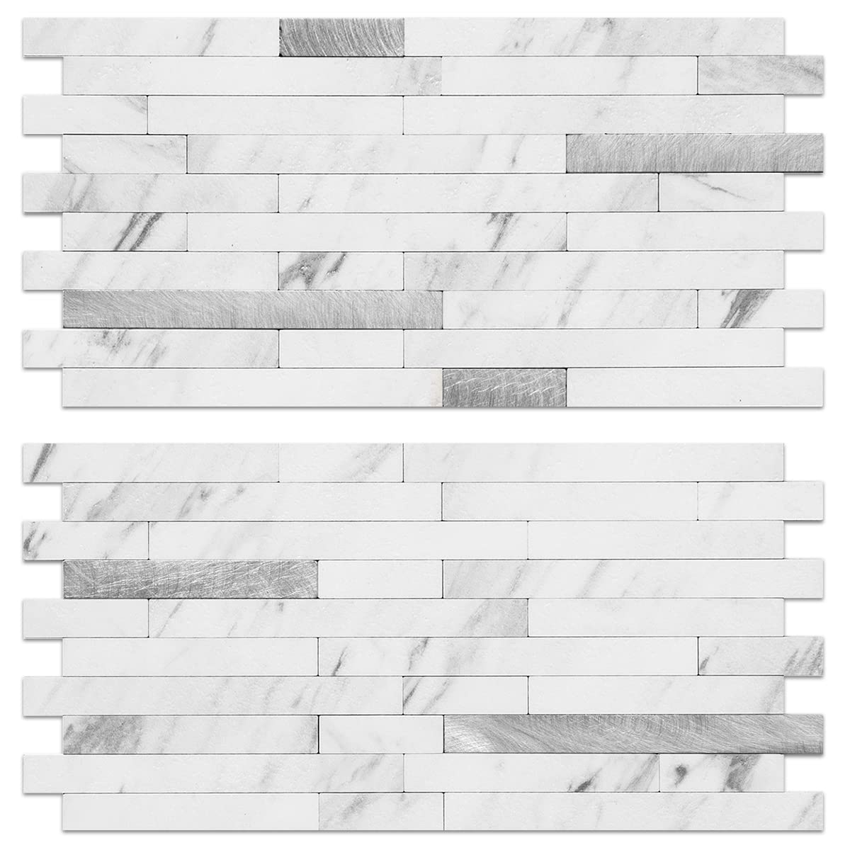 AULIGET 20 Sheets Faux Stone Peel and Stick Backsplash, White Marble Look PVC Wa