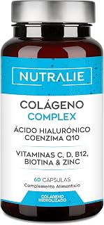 Collagen Hyaluronic Acid - Hydrolyzed + Biotin + Q10 | Skin Cartilage, Vit C D B12 and Zinc, Collagen Complex 60 Capsules Nutralie