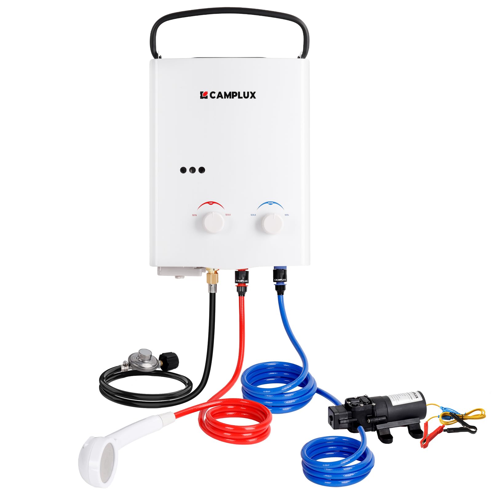 CAMPLUX 1.32 GPM Portable Propane Tankless Water Heater Outdoor Shower Kit | Por