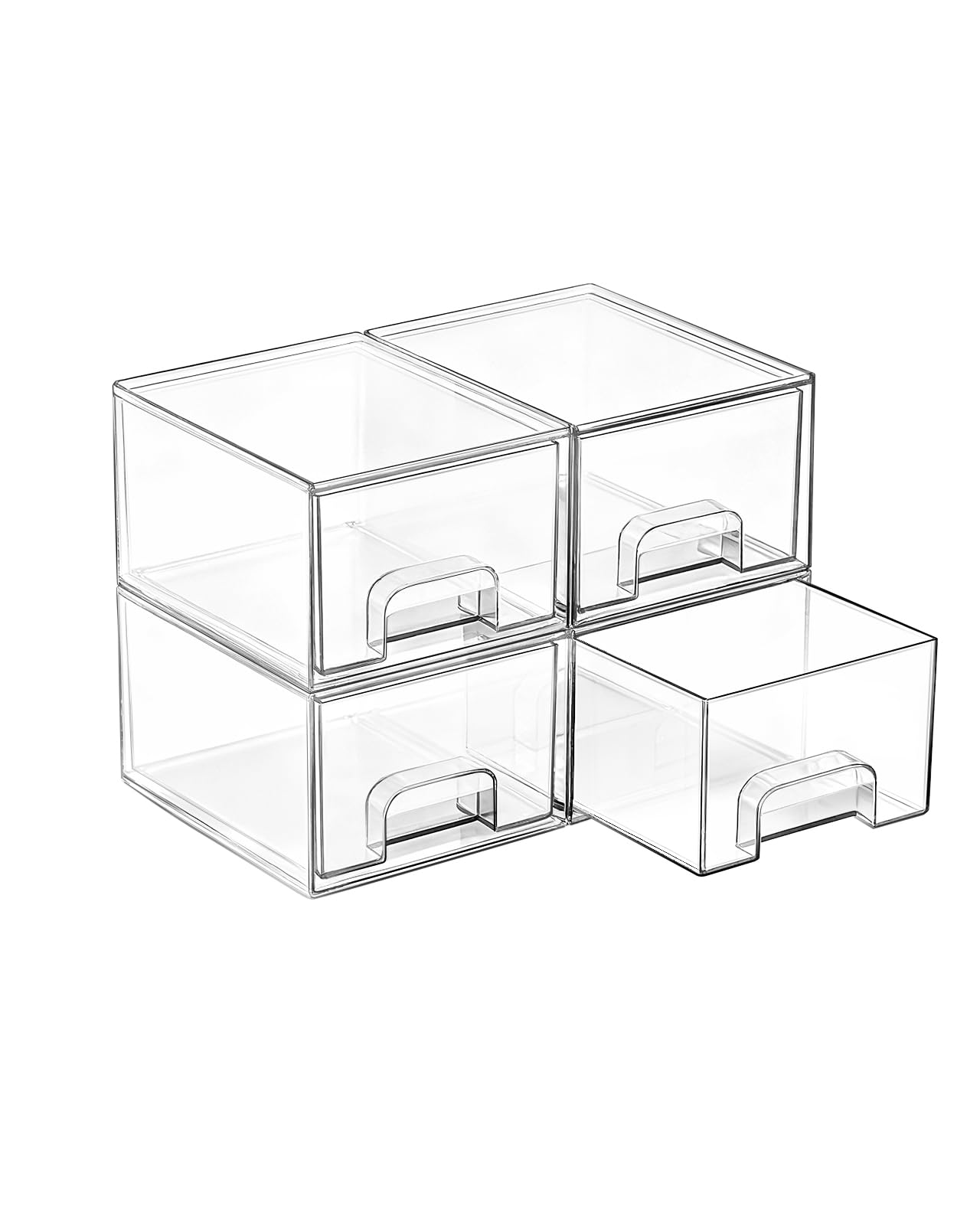 Vtopmart 4 Pack Small Clear Stackable Storage Drawers, Fits Narrow Spaces | Mult