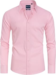 Alimens & Gentle Camicia da uomo antimacchia, vestibilità aderente, con