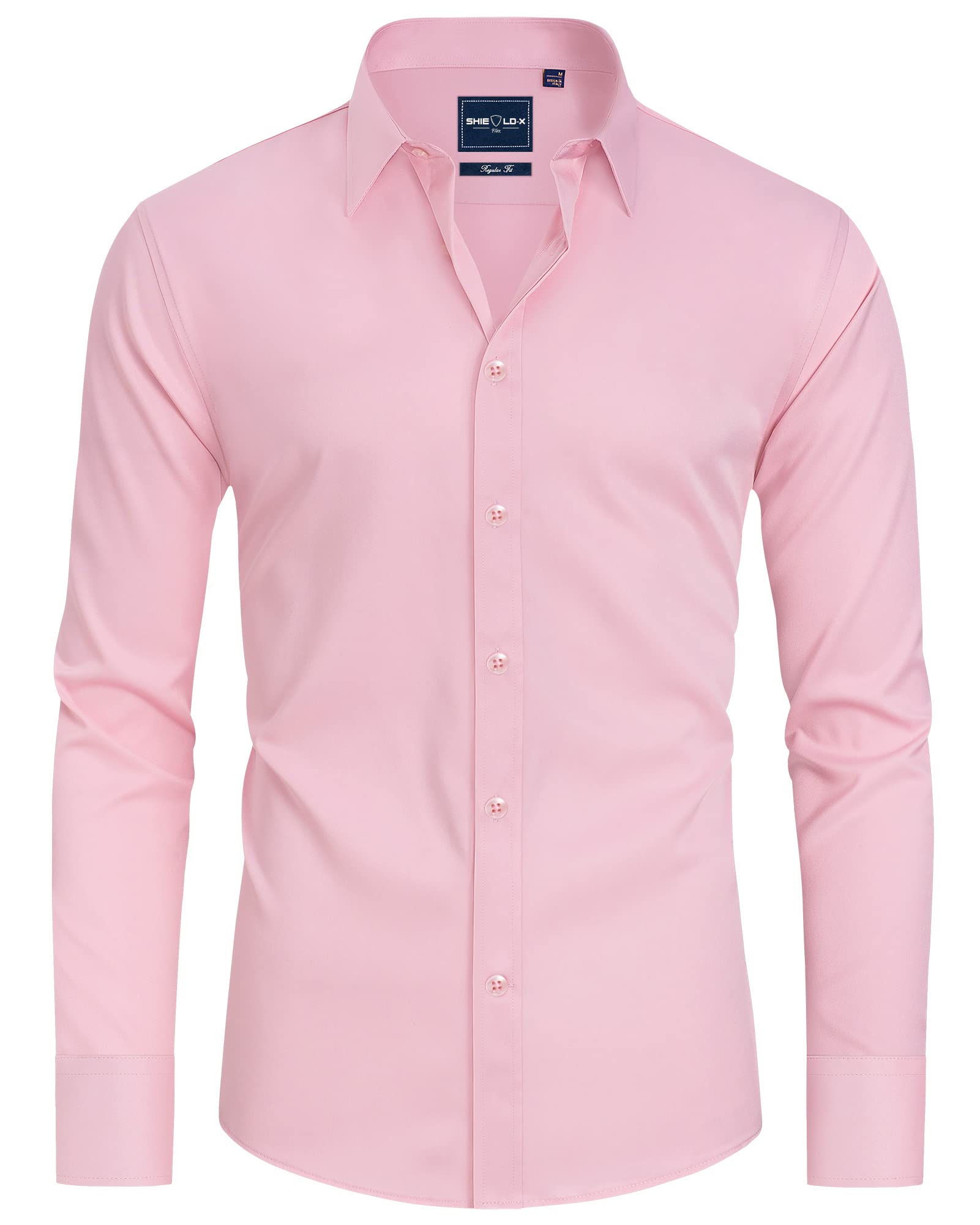 Alimens & Gentle Camicia da uomo antimacchia, vestibilità aderente, con