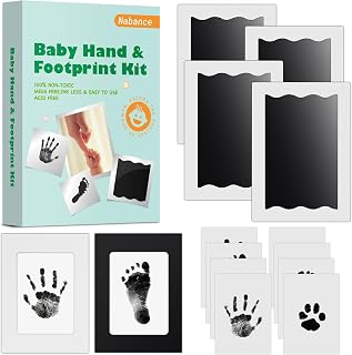 Nabance Baby Footprint Kit, Inkless Baby Hand and Footprint Kit, 4 Pack | Newborn Keepsake, Dog Paw &amp; Nose Print Kit, 8 Cards, 2 Paper Displays, Clean Touch Ink Pads for Baby &amp; Pets, New Mom Gifts
