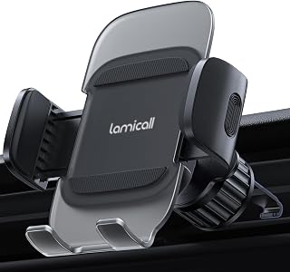 Lamicall Car Vent Phone Holder - [Quick Spring Clip] Car Phone Mount with Metal Hook, Universal Air Vent Cradle for iPhone Duo 18 17 16 15 14 Pro Max Plus Air Mini, S26, 4-7” Phone - Dark Black