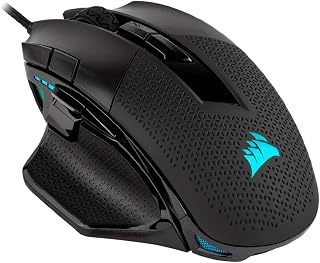CORSAIR NIGHTSWORD RGB Wired Tunable FPS/MOBA Gaming Mouse – Black | 18,000 DPI, 10 Programmable Buttons, Weight System, iCUE Compatible, PC, Mac, PS5, PS4, Xbox