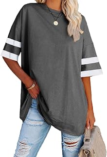Ebifin Women's Oversized T-Shirt Crew Neck Short Sleeve Tops