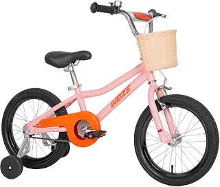 WEIZE 16 20 Inch Kid Bike for Girl with Basket, Dual Brake, Chain Guard | for Beginner Children Rider Height 38-62 Inch, Age 4-12 Year Old, Adjustable Seat and Handlebar, High Carbon Steel Frame