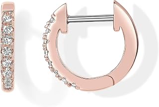 PAVOI CZ Huggie Earrings for Women, 14K Gold Plated, Rose Gold, Size 12