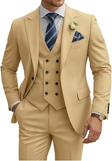 Mens 3 Piece Suit Slim Fit Double Breasted Wedding Suit Prom Formal Tuxedo Business Dinner