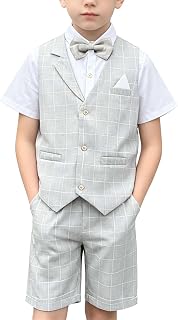 LOLANTA Set of 4 Children's Ceremony Summer Dress with Vest Trousers Shirt and Bow Tie for 2-12 Years