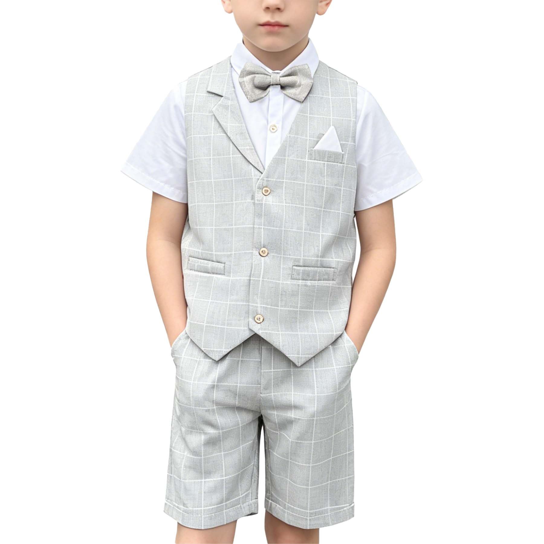 LOLANTA Set of 4 Children's Ceremony Summer Dress with Vest Trousers Shirt and B