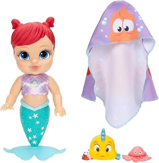 Disney Princess Bath Time Ariel 30cm Doll | Officially Licensed by Jakks Pacific, Water Activated Features, Includes Water Squirters, And Adorable Towel