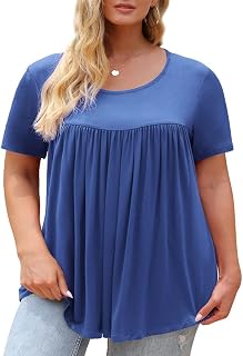 Tencede Women Summer Tops Plus Size Short Sleeve Tunic Tops Casual Wear