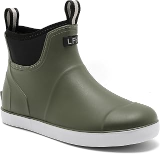 Mens Deck Boots Waterproof, Rubber Ankle Rain Booties For Fishing