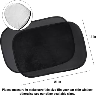 Car Window Shade 21" x 14" Sunshade Blocker Windshield Side Window Screen Cover for Camping Sleeping UV Protection Self Adhesive Privacy Mesh Universal Car Accessories