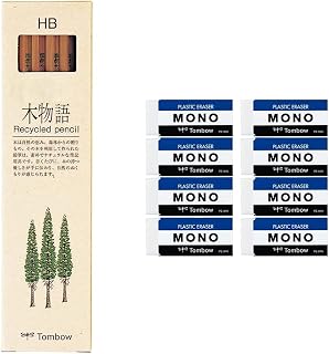 Tombow Pencil Wooden Tale HB 1 Dozen LA-KEAHB + Eraser MONO Mono PE04 8pcs