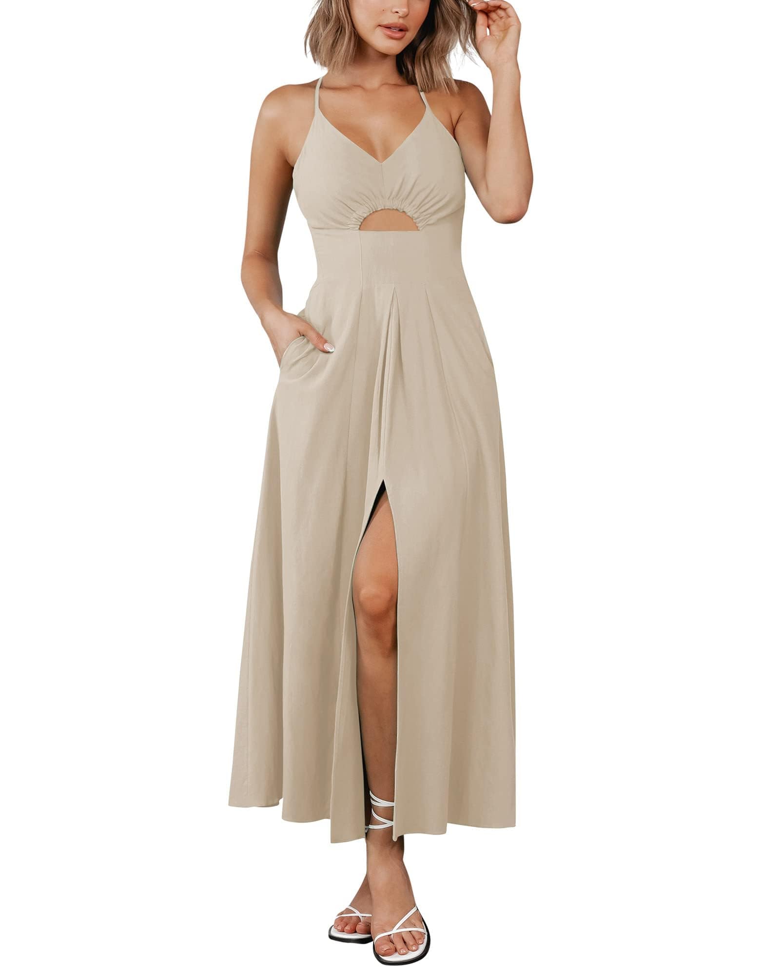 BTFBM Women 2026 Spaghetti Strap Midi Summer Dresses