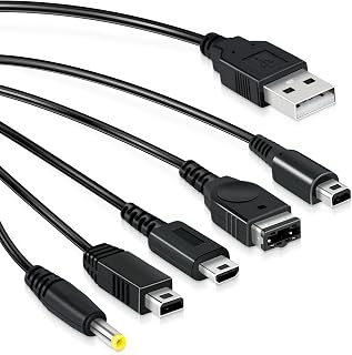 Mcbazel 5 in 1 USB Charging Cable for Nintendo DS Lite/NDS/New 3DS XL/New 3DS/3DS XL/3DS/2DS/DSi XL/Wii U/GBA SP(Gameboy Advance SP)/PSP 1000/2000/3000 Multi-Functional USB Fast Charger Cable-3.9FT