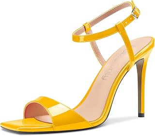 NobleOnly Women's High Heel High Heel Open Toe Sandals Strap Ankle Slingback Wedding Party Dress 10 CM Heels Shoes