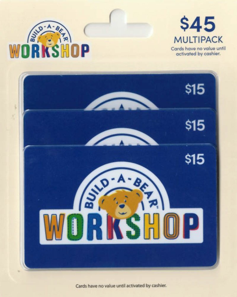 Build A Bear Physical Gift Cards (Multipack of 3 x $15) - $45