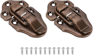 Retro Style Duckbilled Toggle Hasp Latch, 2 Pack Small Metal Vintage Box Toggle with Mounting Screw for Jewelry Cabinet Wooden Ordinary Box Crafts, Red Bronze