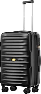 Cabin Suitcase, 20 Inch Carry On Suitcase with Spinner Wheels, Lightweight Hard Shell Luggage 55x36x23 cm, Durable Polycarbonate Travel Suitcases with TSA-Approved Lock, S(Black)