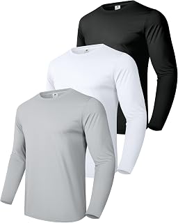 Boyzn 3 or 5 Pack Men's Cotton Long Sleeve T Shirts, Crewneck Basic Tees, Gym Workout Running T Shirts for Men