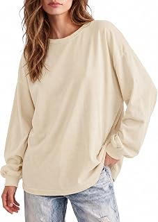 Tankaneo T-shirt da donna oversize a maniche lunghe con lanterna
