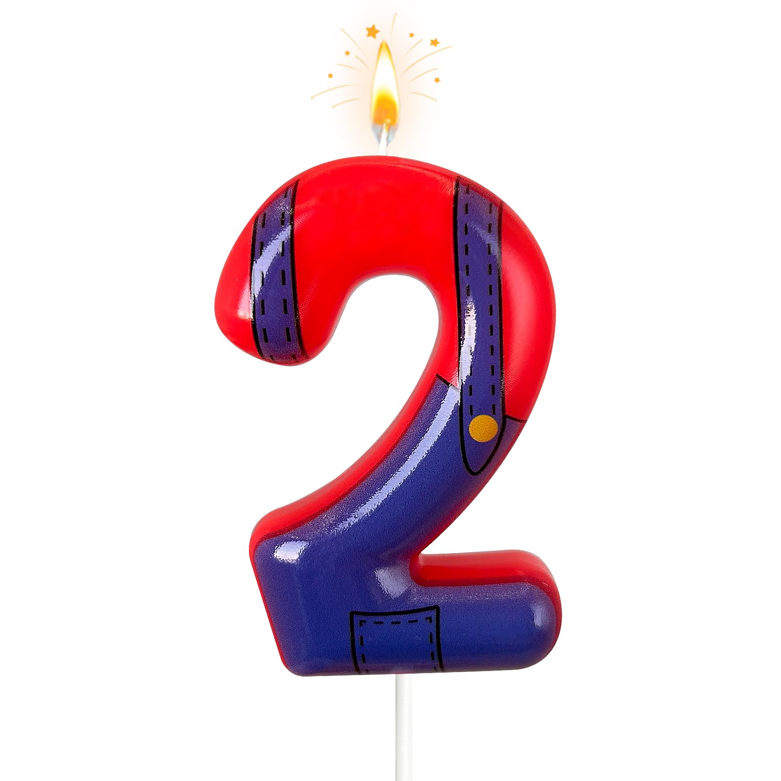 Boys and Girls Red and Blue Digital Birthday Candles, Birthday Cake Party Decora