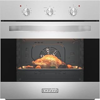 Empava 24" 2.3 cu ft Single Electric Convection Wall Oven, Stainless Steel | 7 Versatile Cooking Modes, True Convection, 360° Rotisserie, Mechanical Controls, Easy-Clean Ceramic, 2-Year US Warranty