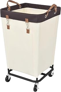 StorageWorks 160L Laundry Basket, Laundry Hamper with Wheels, Beige, 1 Pack