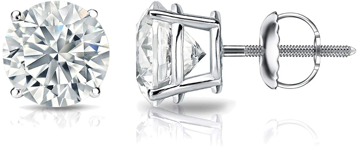 1/4 to 2 Carat Lab Grown Diamond Round Stud Earrings in 14k Gold (E-F, SI1-SI2, 