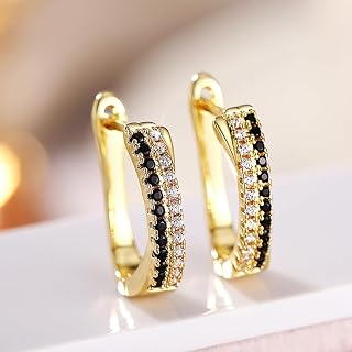 Fancy Cross Hoop Earrings for Women Gold Color