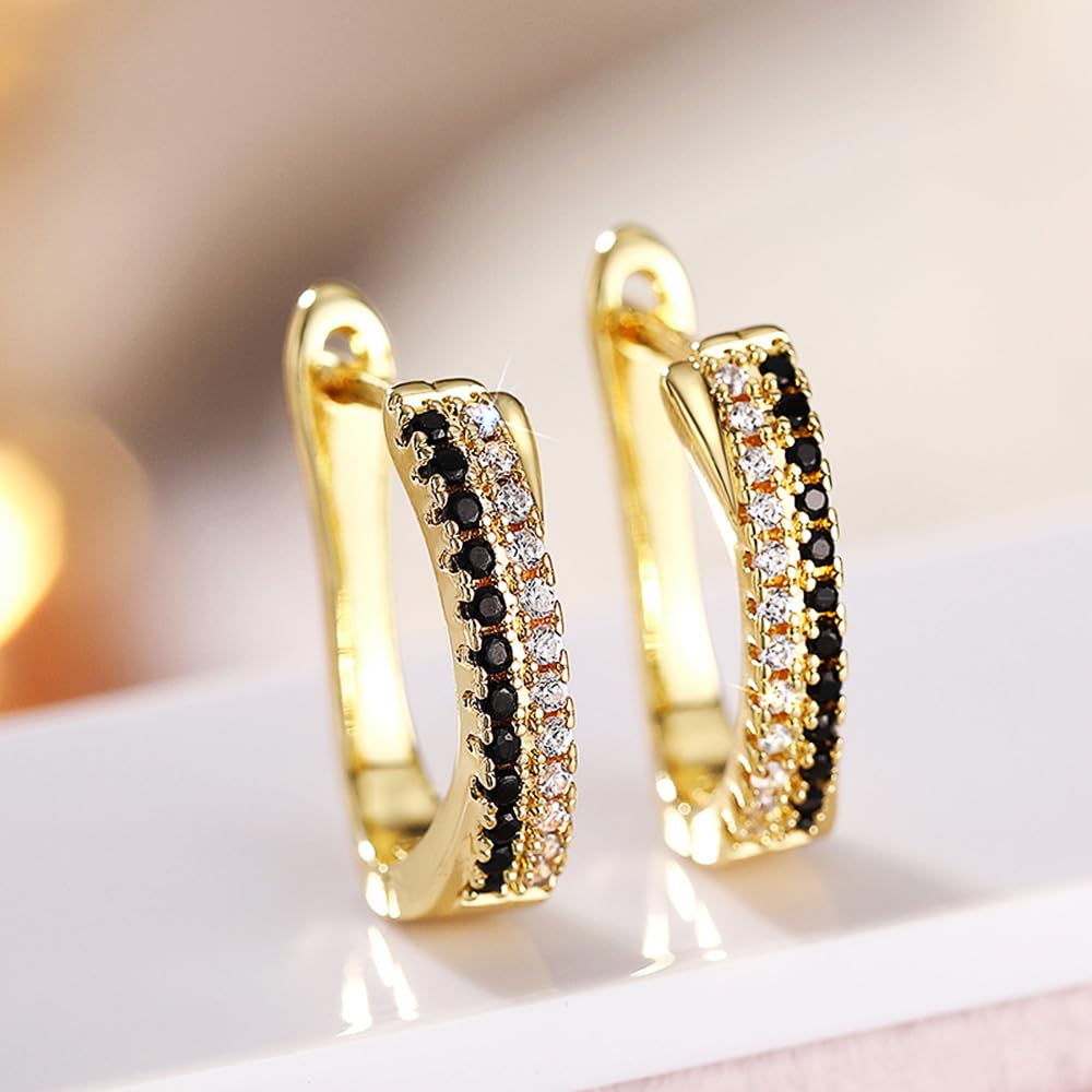 Fancy Cross Hoop Earrings for Women Gold Color