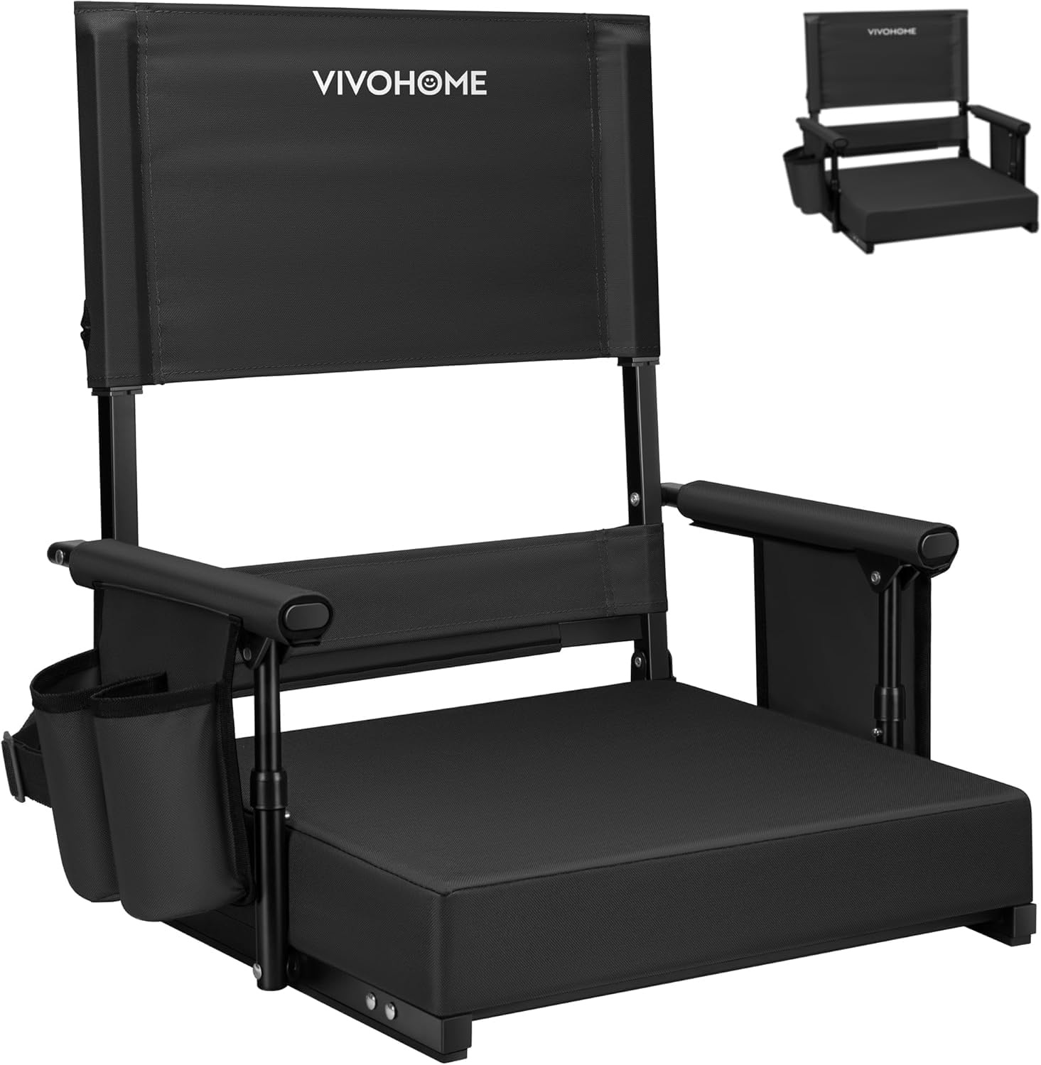VIVOHOME Height Adjustable High Back Stadium Seat with Back Support and Cushion,