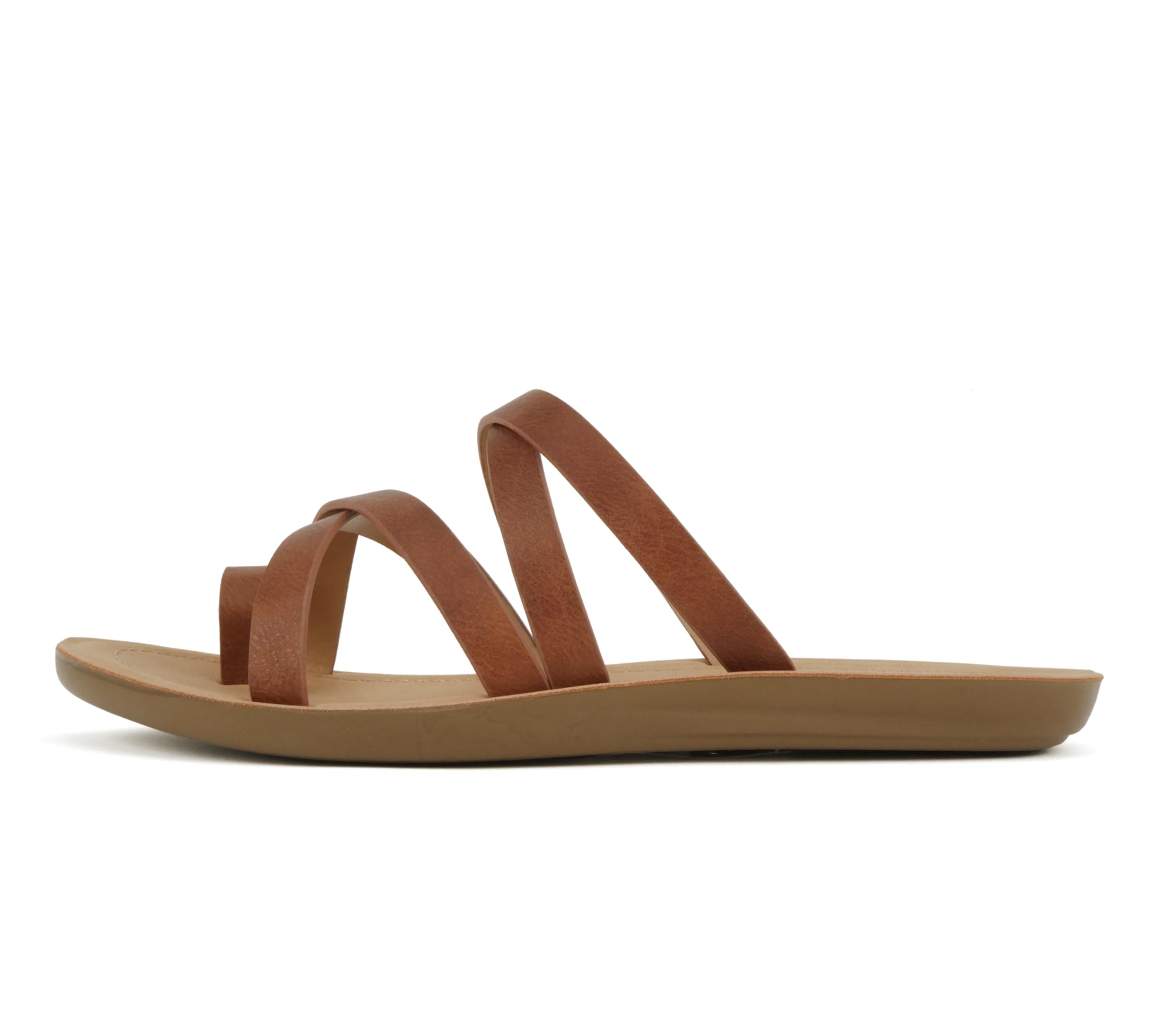 Soda ISABEL ~ Women's Comfortable Fashion Sandals Cross Band Flat Toe Ring Sanda