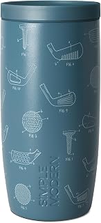 Simple Modern Father's Day Signature Voyager | 16oz Travel Coffee Mug Tumbler with 360° Lid | Gifts for Dad, Him | Ceramic-Lined Insulated Stainless Steel Cold Brew Iced Coffee Cup | Golf Schematics