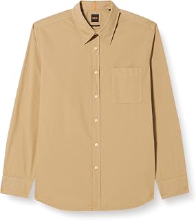 BOSS Mens Relegant 6 Regular-fit Shirt in Organic-Cotton poplin