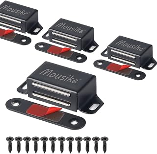 Mousike Cabinet Magnets 30lb Strong Catch for Kitchen Cupboard Door 4Pack | Strong 30lb magnetic hold keeps cabinet,cupboard,wardrobe,closet,and drawer doors securely closed,easy install,BLACK