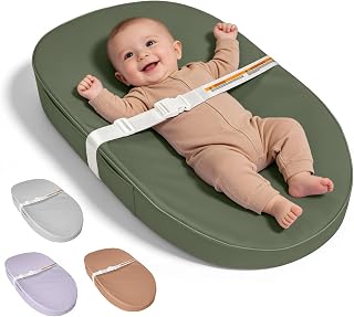 JVEOO Baby Changing Pad Waterproof Vegan Leather Wipeable | Diaper Changing Pad with Safety Strap Non-Slip Changing Mat for Dresser &amp; Table