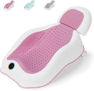 Babove Baby Bath Support | Newborn Bathtub, Toddler Bath Seat, Foldable, 2 Position - Newborn Essentials (Light Red)