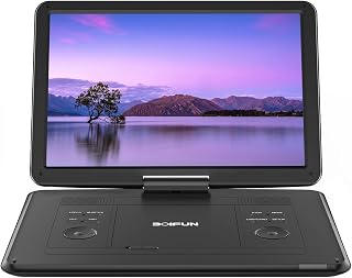 Boifun 17.5" Portable DVD Player with 15.6" Large HD Screen, Black | 6-hour Rechargeable Battery, USB/SD Playback, TV Sync, Multiple Disc Formats, High-volume Speaker, for Road Trip and Home Use