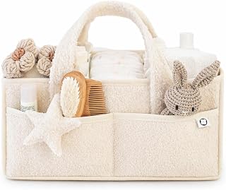 Premium Baby Diaper Caddy Organizer – Cream Nursery Basket, Stylish Newborn Essentials, Storage for Changing Table & Travel, Baby Basket Shower Gift List, Large Storage Organizer for Boy &Girl