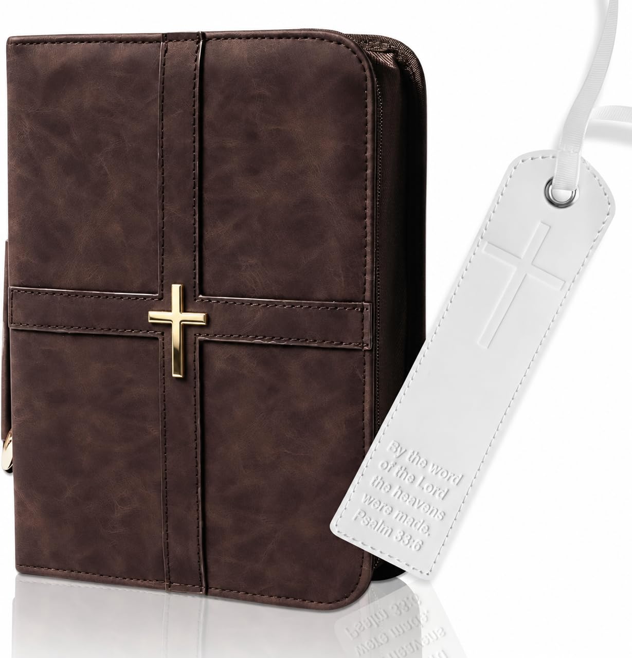 Bible Cover (U.S. Patent Pending), Discreet & Elegant Bible Case, Brown PU Leath
