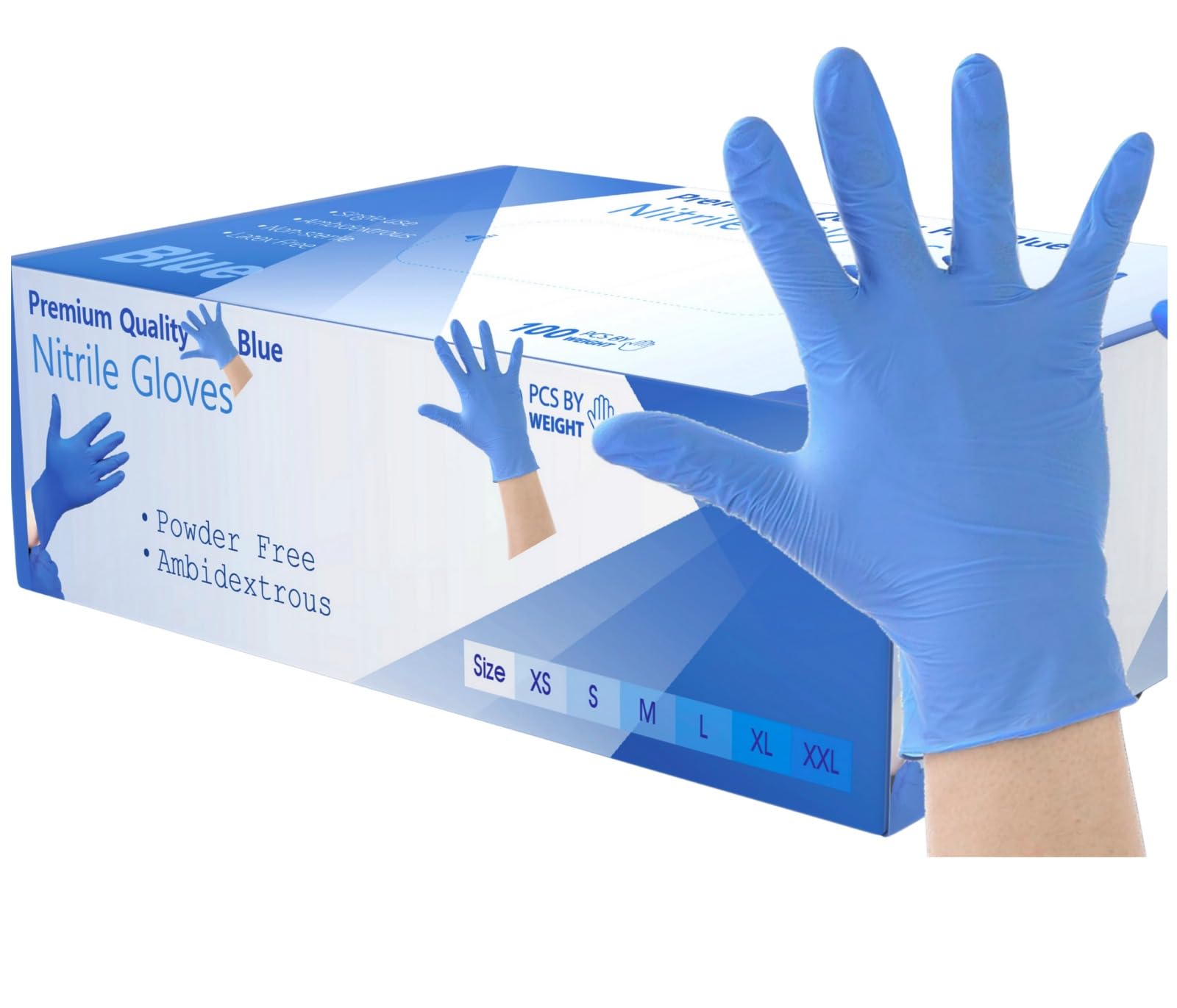 200 Disposable Nitrile Gloves Medium Blue – Medical Examination Powder-Free Late
